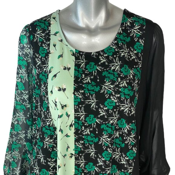 Alfani Black Floral Sheer Sleeve Tunic Top - Picture 5 of 9